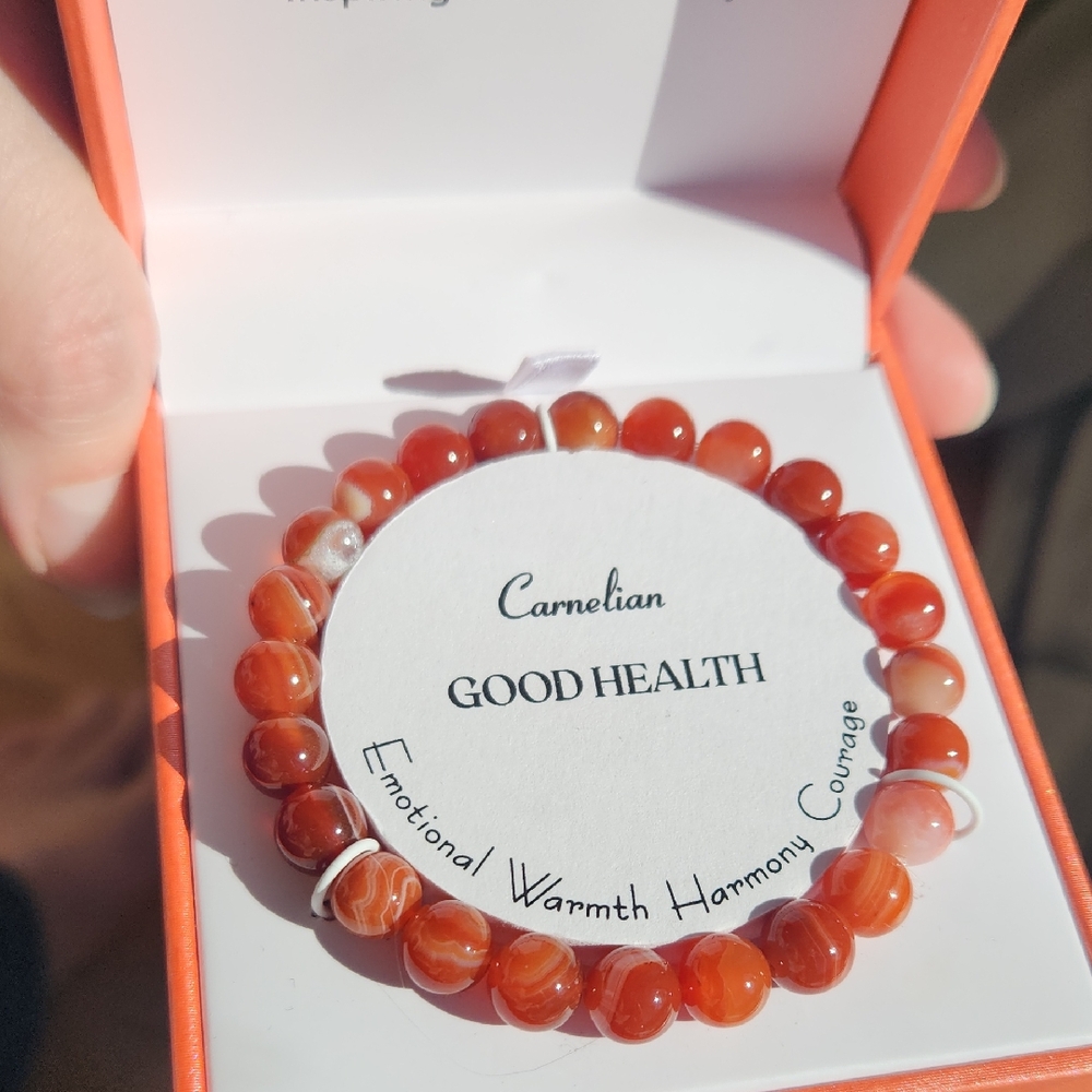 Carnelian Beaded Bracelet - Warm Orange Tones